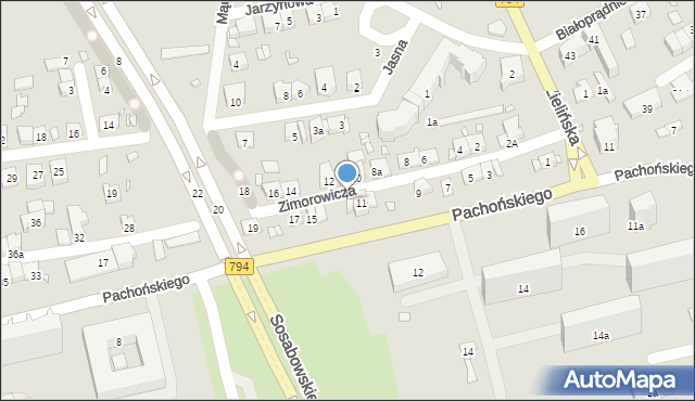 Kraków, Zimorowicza Szymona, 13, mapa Krakowa