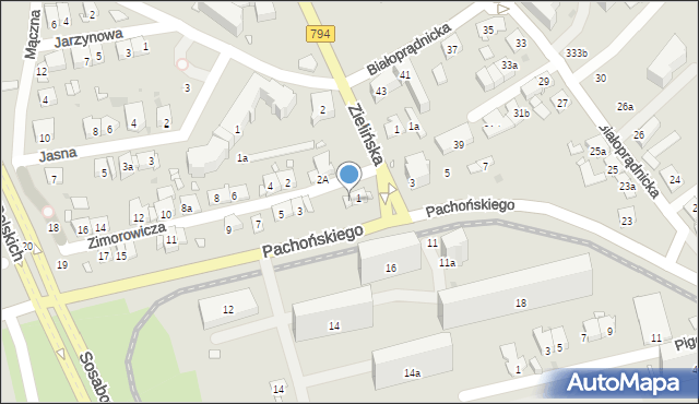 Kraków, Zimorowicza Szymona, 1a, mapa Krakowa