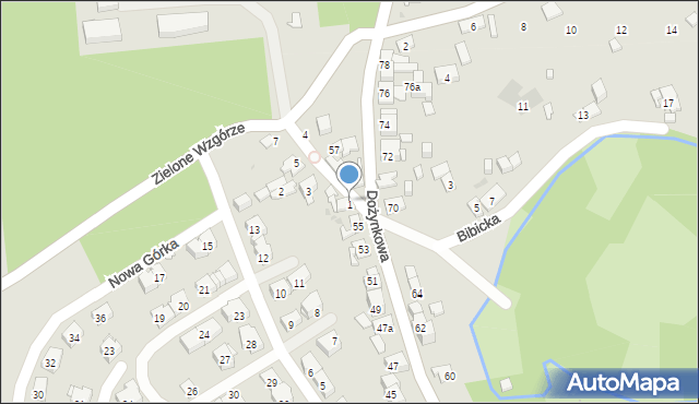 Kraków, Zielone Wzgórze, 1a, mapa Krakowa