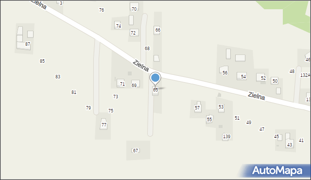 Krasieniec Zakupny, Zielna, 65, mapa Krasieniec Zakupny