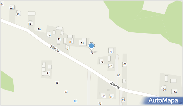 Krasieniec Zakupny, Zielna, 76, mapa Krasieniec Zakupny