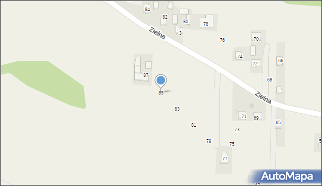 Krasieniec Zakupny, Zielna, 85, mapa Krasieniec Zakupny