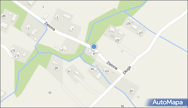 Krasna, Zielona, 6, mapa Krasna
