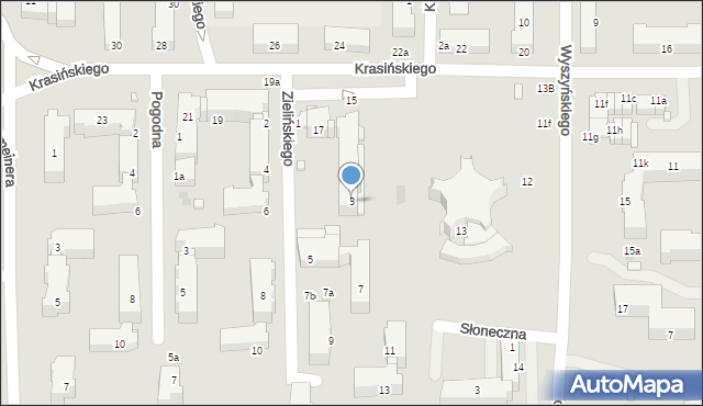 Kraśnik, Zielińskiego Stanisława, ks., 3, mapa Kraśnik