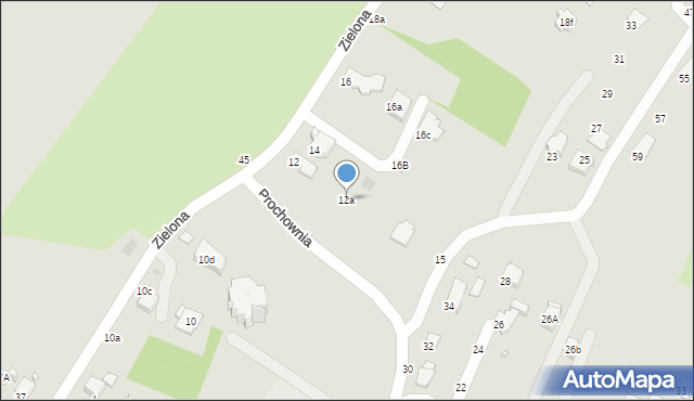 Krosno, Zielona, 12a, mapa Krosna