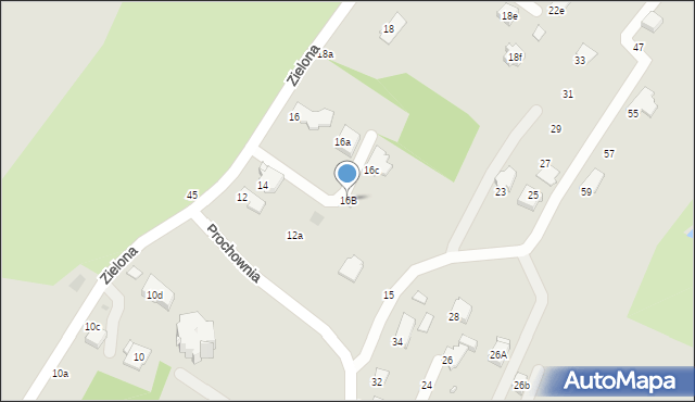 Krosno, Zielona, 16B, mapa Krosna