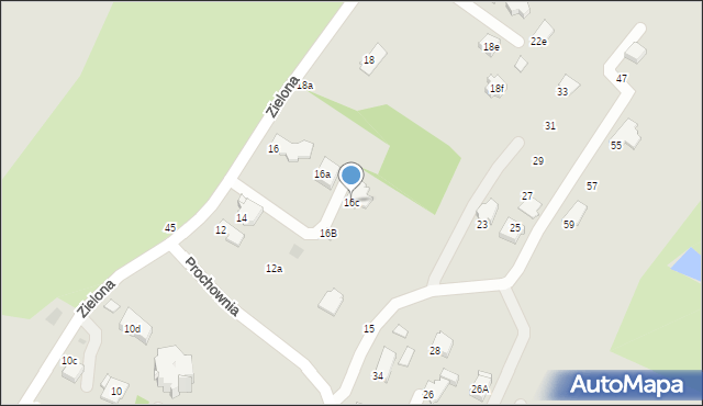 Krosno, Zielona, 16c, mapa Krosna