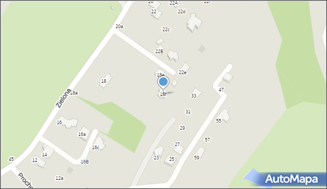 Krosno, Zielona, 18f, mapa Krosna