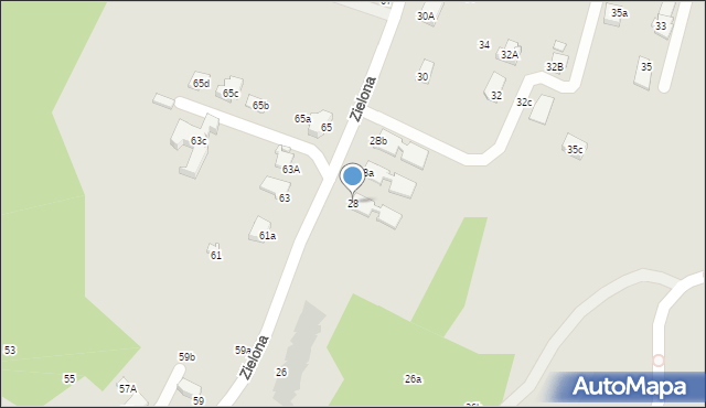 Krosno, Zielona, 28, mapa Krosna