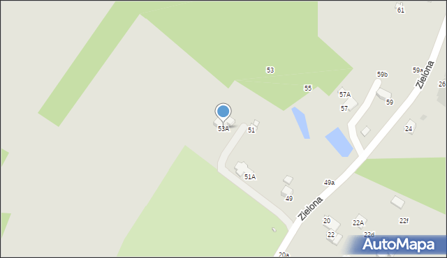 Krosno, Zielona, 53A, mapa Krosna