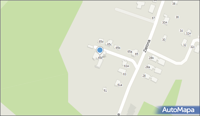 Krosno, Zielona, 63c, mapa Krosna