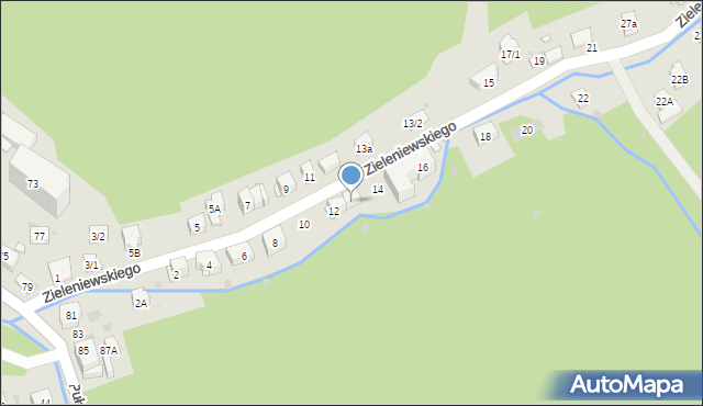 Krynica-Zdrój, Zieleniewskiego, 12A, mapa Krynica-Zdrój
