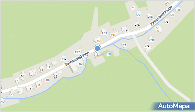 Krynica-Zdrój, Zieleniewskiego, 18, mapa Krynica-Zdrój