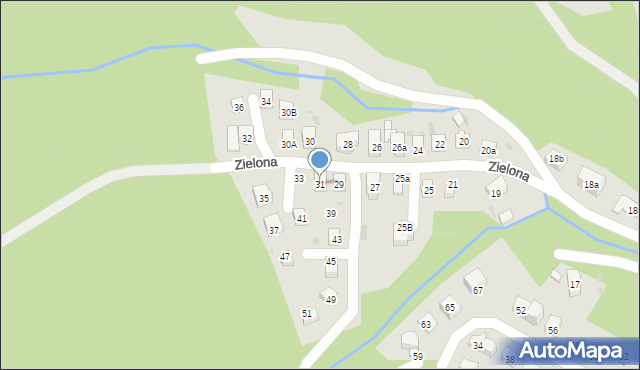 Krynica-Zdrój, Zielona, 31, mapa Krynica-Zdrój