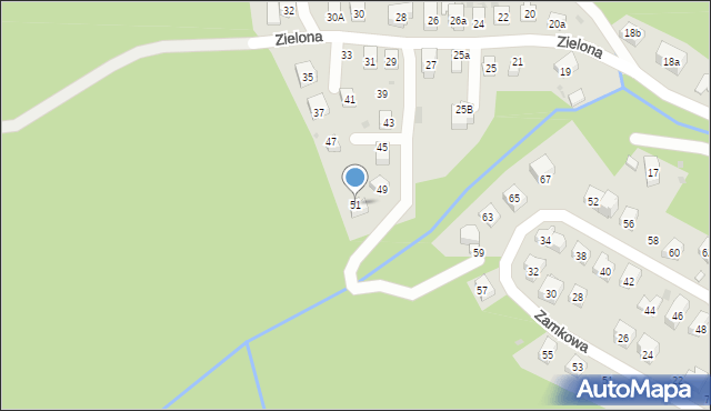 Krynica-Zdrój, Zielona, 51, mapa Krynica-Zdrój