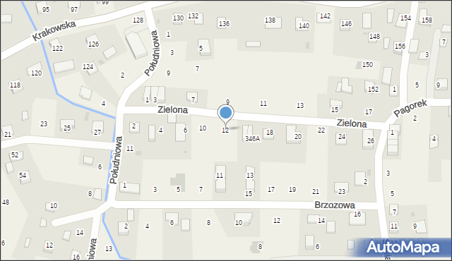 Krzeczów, Zielona, 12, mapa Krzeczów