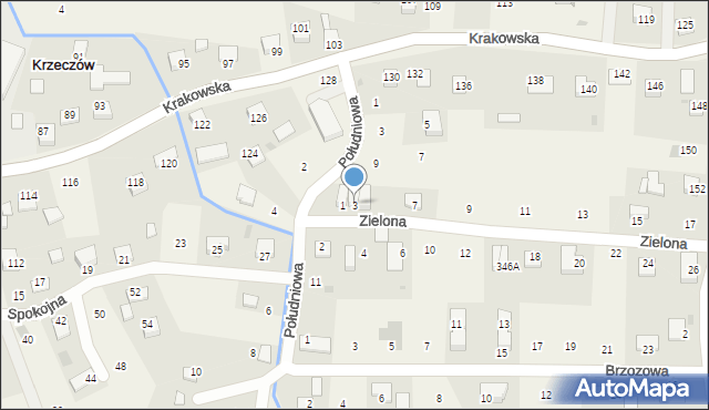 Krzeczów, Zielona, 3, mapa Krzeczów