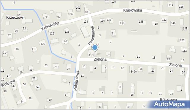 Krzeczów, Zielona, 5, mapa Krzeczów