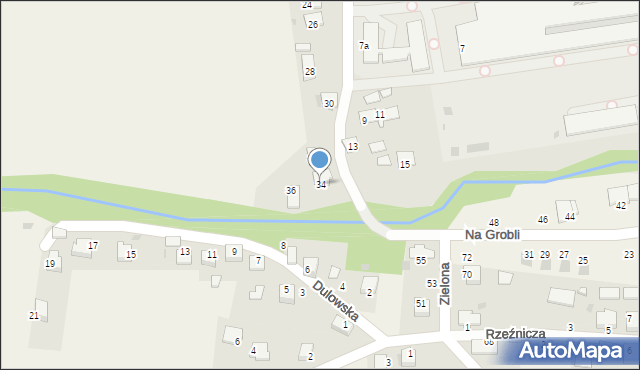 Krzeszowice, Zielona, 34, mapa Krzeszowice