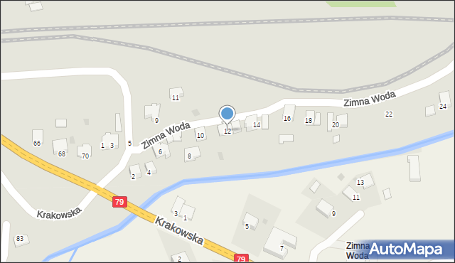 Krzeszowice, Zimna Woda, 12, mapa Krzeszowice