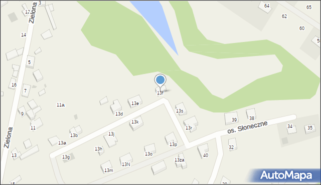 Kunowice, Zielona, 13f, mapa Kunowice