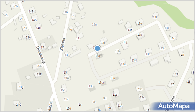 Kunowice, Zielona, 13g, mapa Kunowice