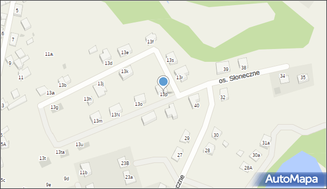Kunowice, Zielona, 13p, mapa Kunowice