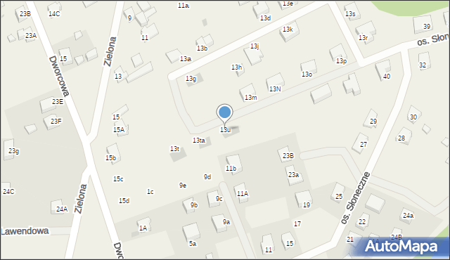 Kunowice, Zielona, 13u, mapa Kunowice