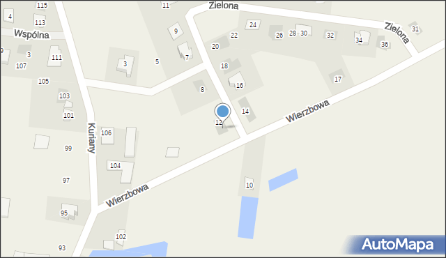 Kuriany, Zielona, 12a, mapa Kuriany