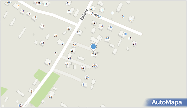 Kurów, Zielona, 20A, mapa Kurów