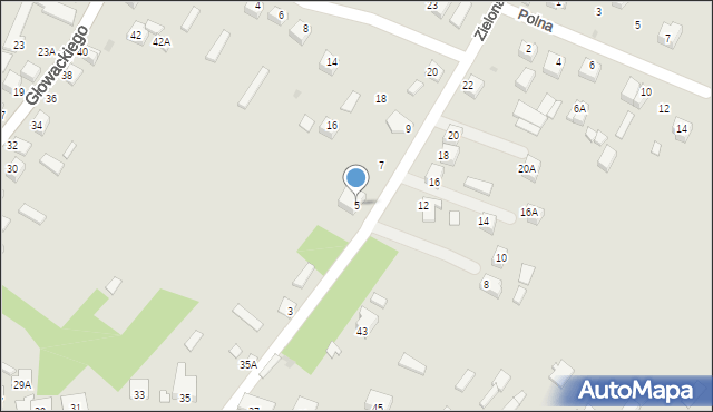 Kurów, Zielona, 5, mapa Kurów