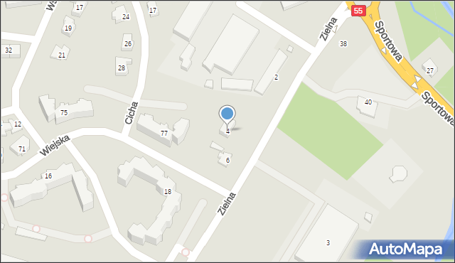 Kwidzyn, Zielna, 4, mapa Kwidzyn