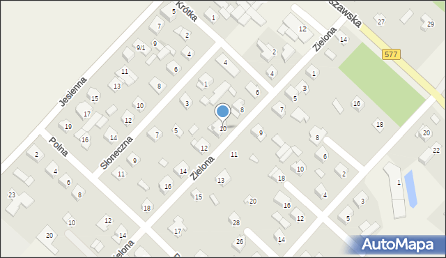 Łąck, Zielona, 10, mapa Łąck