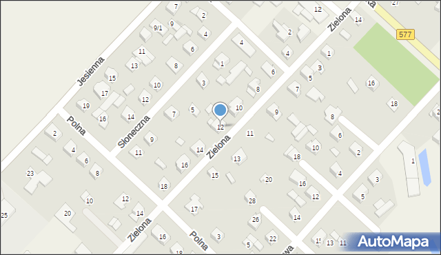 Łąck, Zielona, 12, mapa Łąck