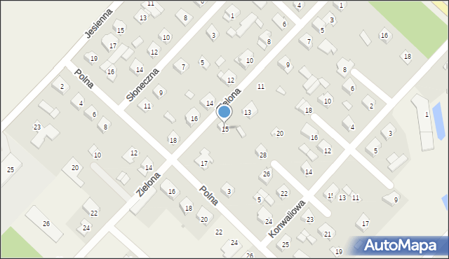 Łąck, Zielona, 15, mapa Łąck