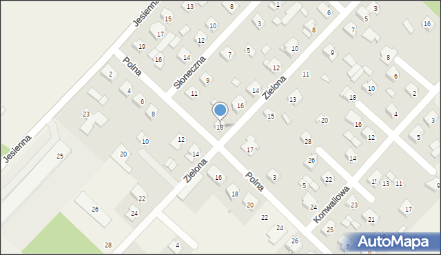 Łąck, Zielona, 18, mapa Łąck