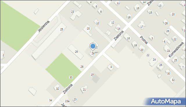 Łąck, Zielona, 24, mapa Łąck