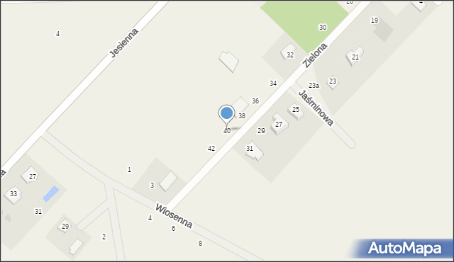 Łąck, Zielona, 40, mapa Łąck