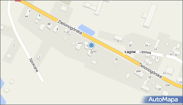 Łagów, Zielonogórska, 14, mapa Łagów