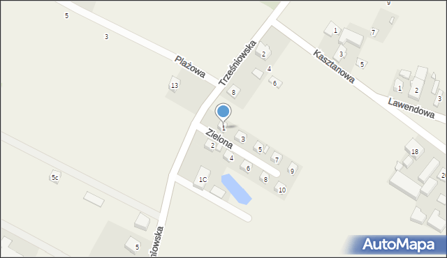 Łagówek, Zielona, 1, mapa Łagówek