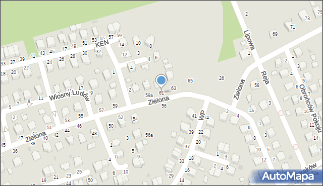 Łańcut, Zielona, 61, mapa Łańcut