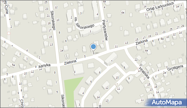 Łańcut, Zielona, 7, mapa Łańcut