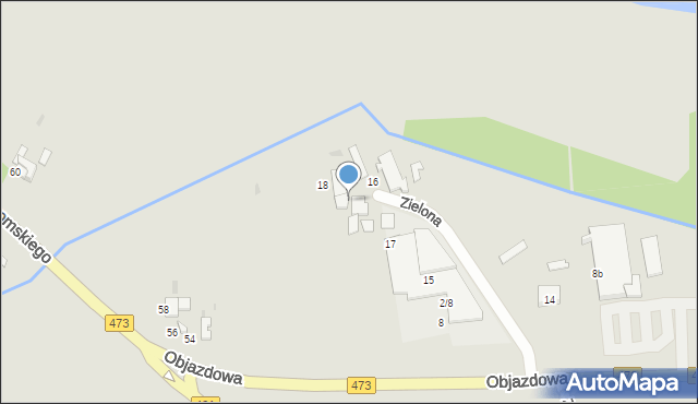 Łask, Zielona, 17a, mapa Łask