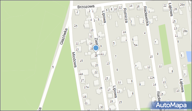 Łazy, Zielona, 18, mapa Łazy