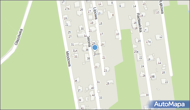 Łazy, Zielona, 27, mapa Łazy