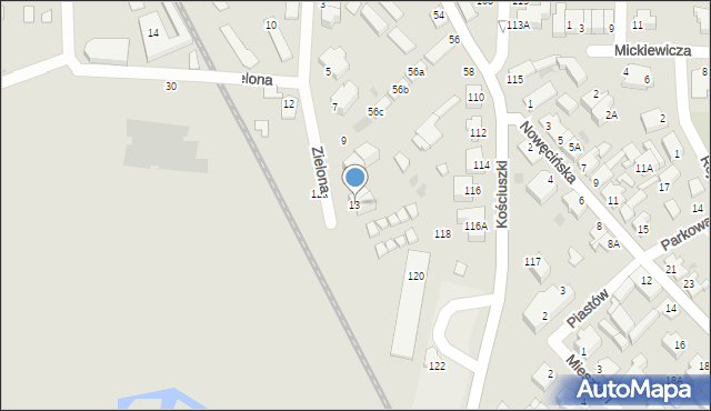 Łeba, Zielona, 13, mapa Łeba