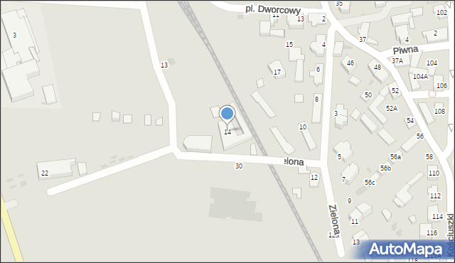 Łeba, Zielona, 14, mapa Łeba