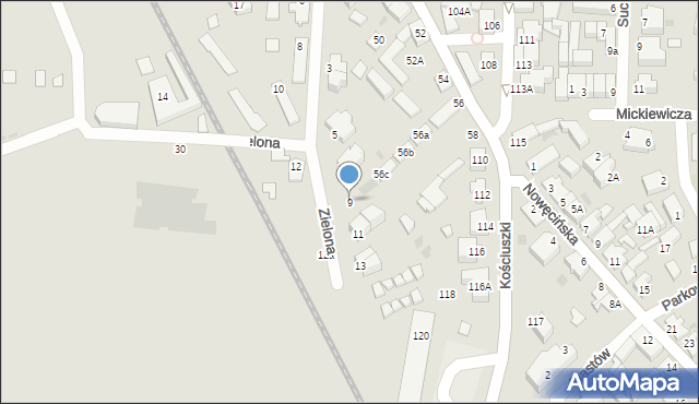 Łeba, Zielona, 9, mapa Łeba