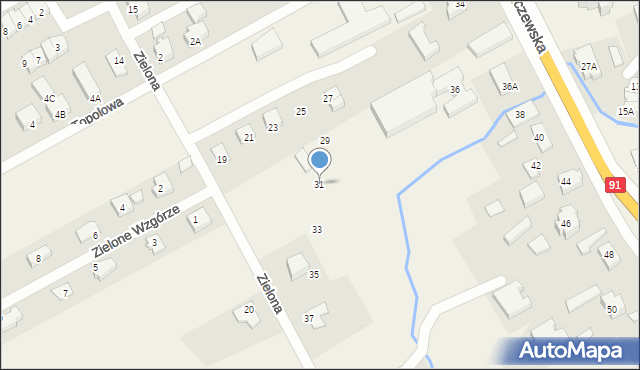 Łęgowo, Zielona, 31, mapa Łęgowo