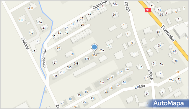 Łęgowo, Zielona, 65d, mapa Łęgowo